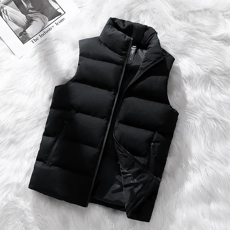 Winter Warm Vest Jacket Men Waistcoat Windbreaker Clothing Vests Puffer Sleeveless Coats Mens Solid Color Down Vest Jacket 251016