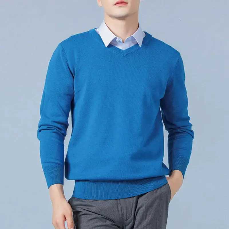 Soft Cashmere Sweater Mens Clothing Autumn Winter Pullover Business Casual Bottom Vneck Knitted Woolen Slim Fit Knitwear MaleXJ251022