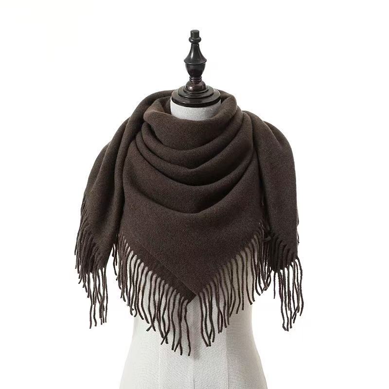 T2125 cashmere scarf women autumn and winter solid color ladies tassel neck scarf