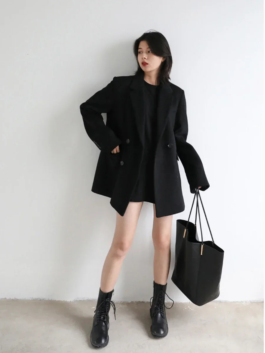 CHIC VEN Autumn Winter Women Coats Wool Blend Allmatch Midlength Blazer Womens Woolen Overcoat Female Fashion Clothing 251020