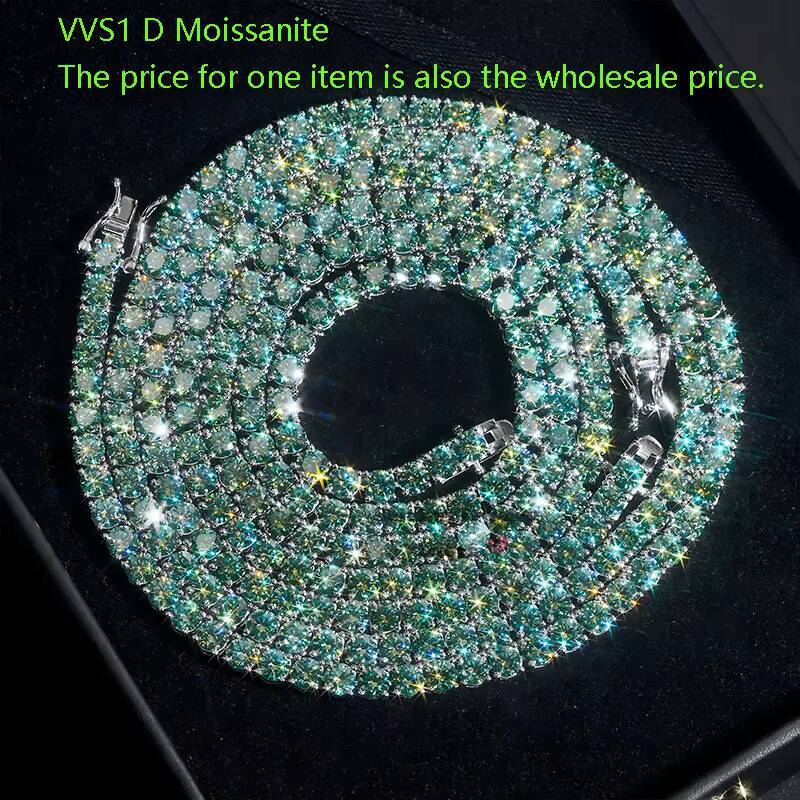 Wholesale Factory Price 925 Sterling Silver Lab Diamond VVS Tennis Chain Necklace 2mm65mm Moissanite Bracelet 3mm5mm Elegant