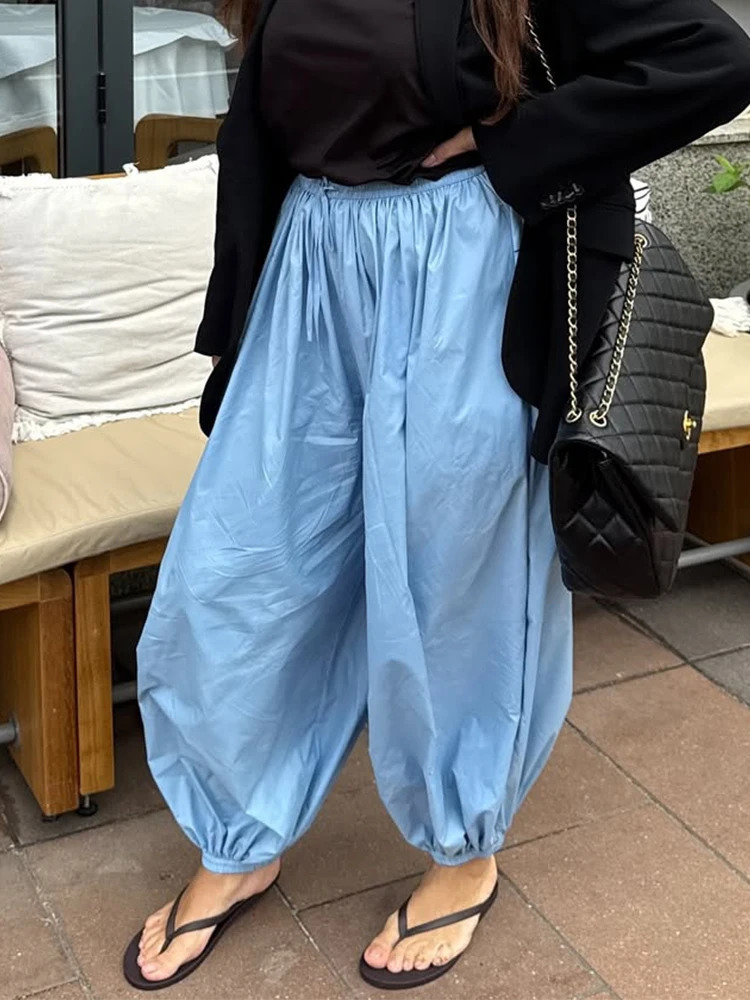 Trendix Casual Loose Lantern Pant Women Summer Fashion Solid High Waist Drawsting Ankle Trouster Street Party Bloomers Pants 251022