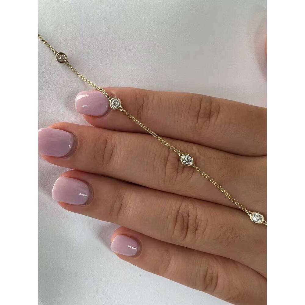 Pure Sier and Gold Plated Natural Sparkling Pyroxene Brilliant Cut Chain Bracelet