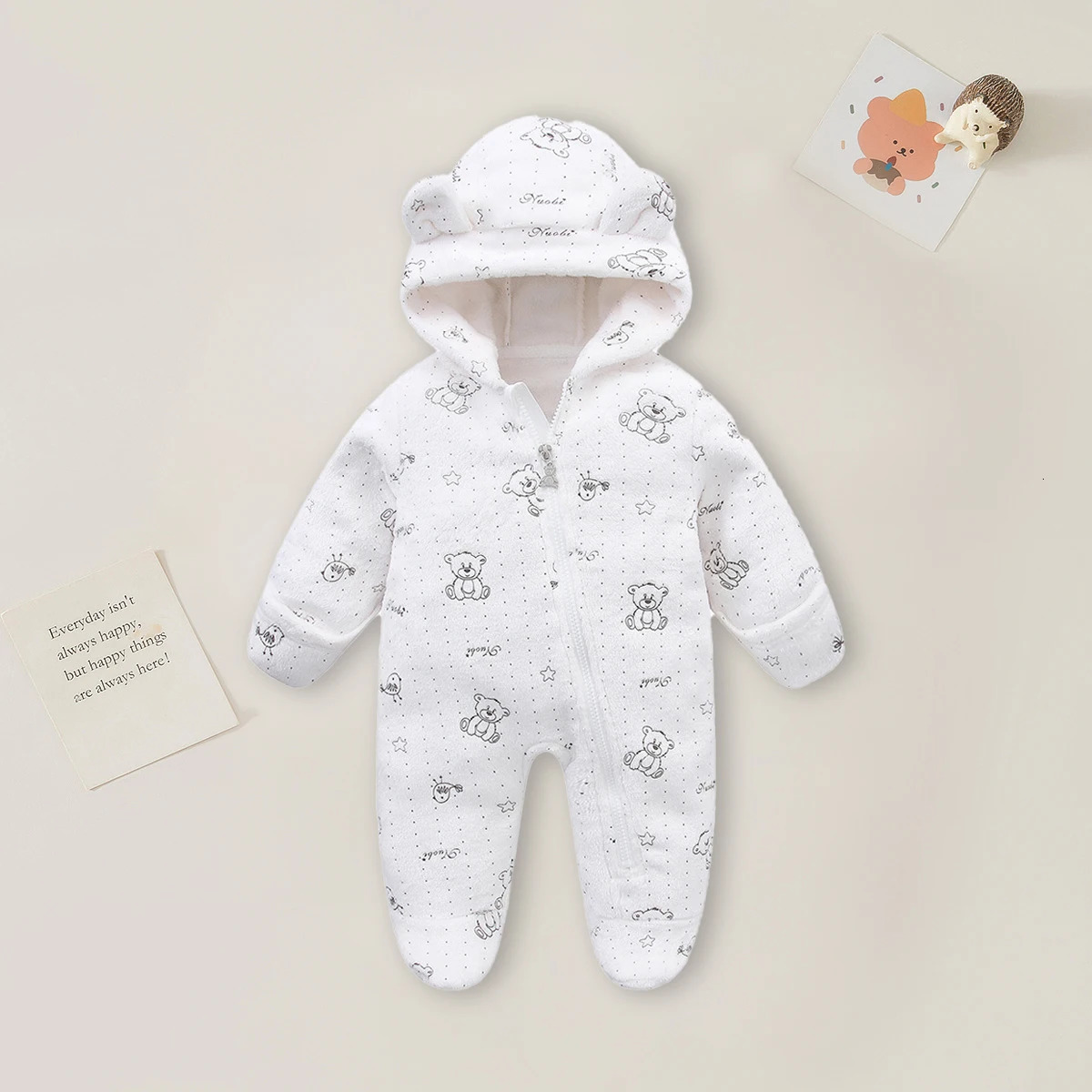 AYNIGIELL 012M Cartoon born Bodysuit Warm RompersSoft Baby Clothes Flannel Autumn Winter Boys Girls Jumpsuit 251022