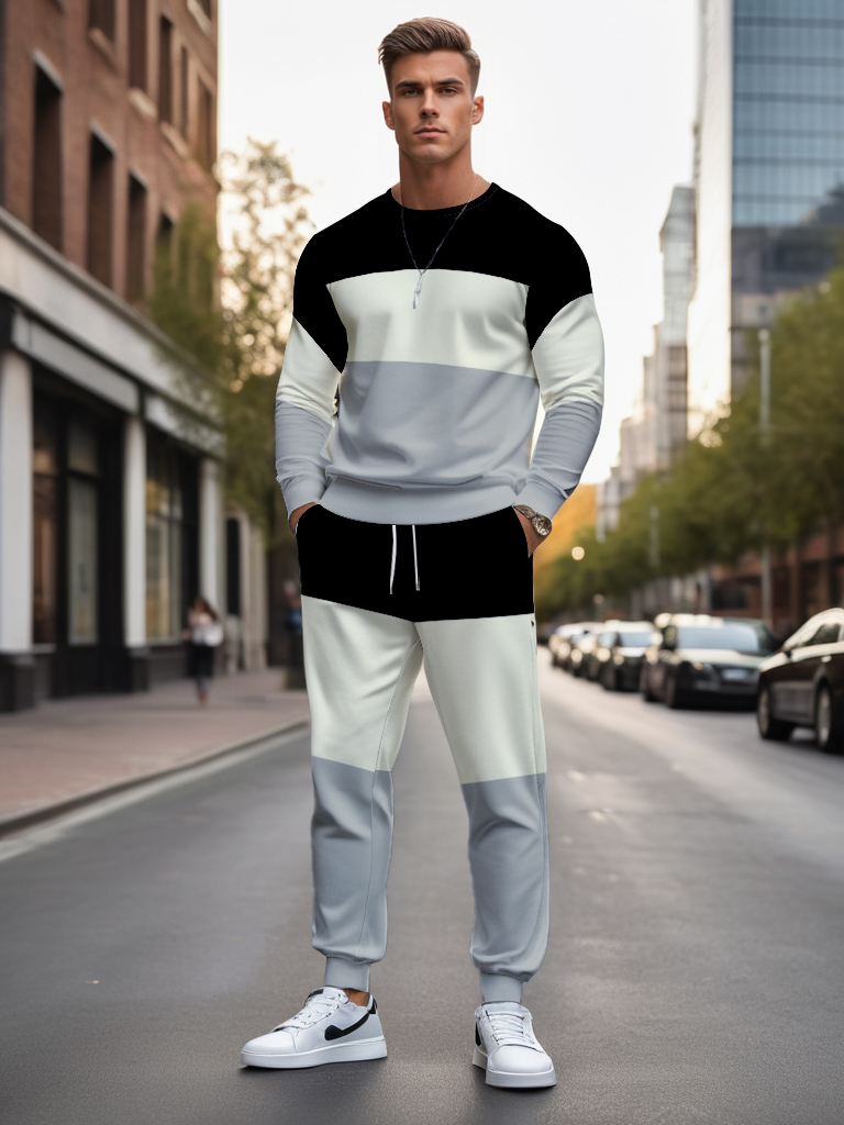 Men's Brown Knitted Cotton Blend Long Sleeve Round Neck Sweatshirt Ankle-Length Casual T-Shirt Comfortable Outdoor Wear - YLWY00157