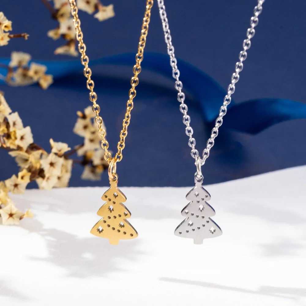 Stainless Steel Christmas Tree Pendant Necklace For Women New Trendy Sweet Clavicle Chain Unique Birthday Party Jewelry Gifts V251022