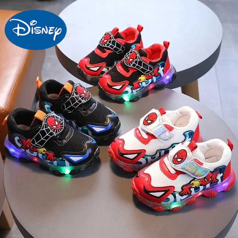 Disney Spiderman Children Casual Shoes LED Leisure Baby Girls Boys Shoes Led Lighted Kids Sneakers Infant Tennis H251022