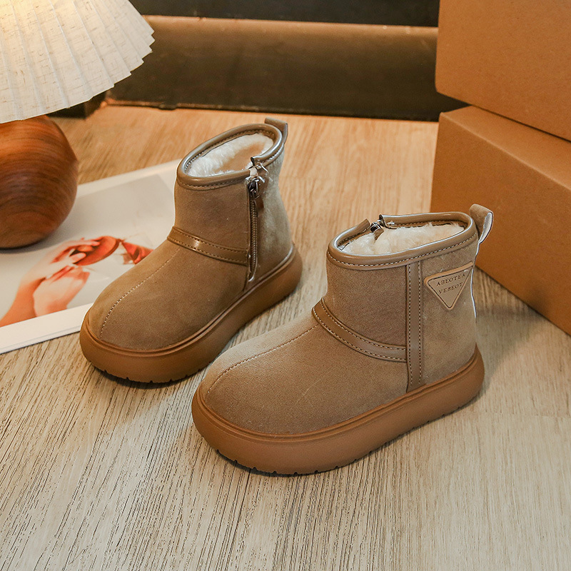 Kids Snow Boots for Girls Boys Winter Warm Plush Lining Ankle Boots for Toddler Children Fashion Littlesprouts Side-zipper Cotton Shoes Sizes 26 - 36 