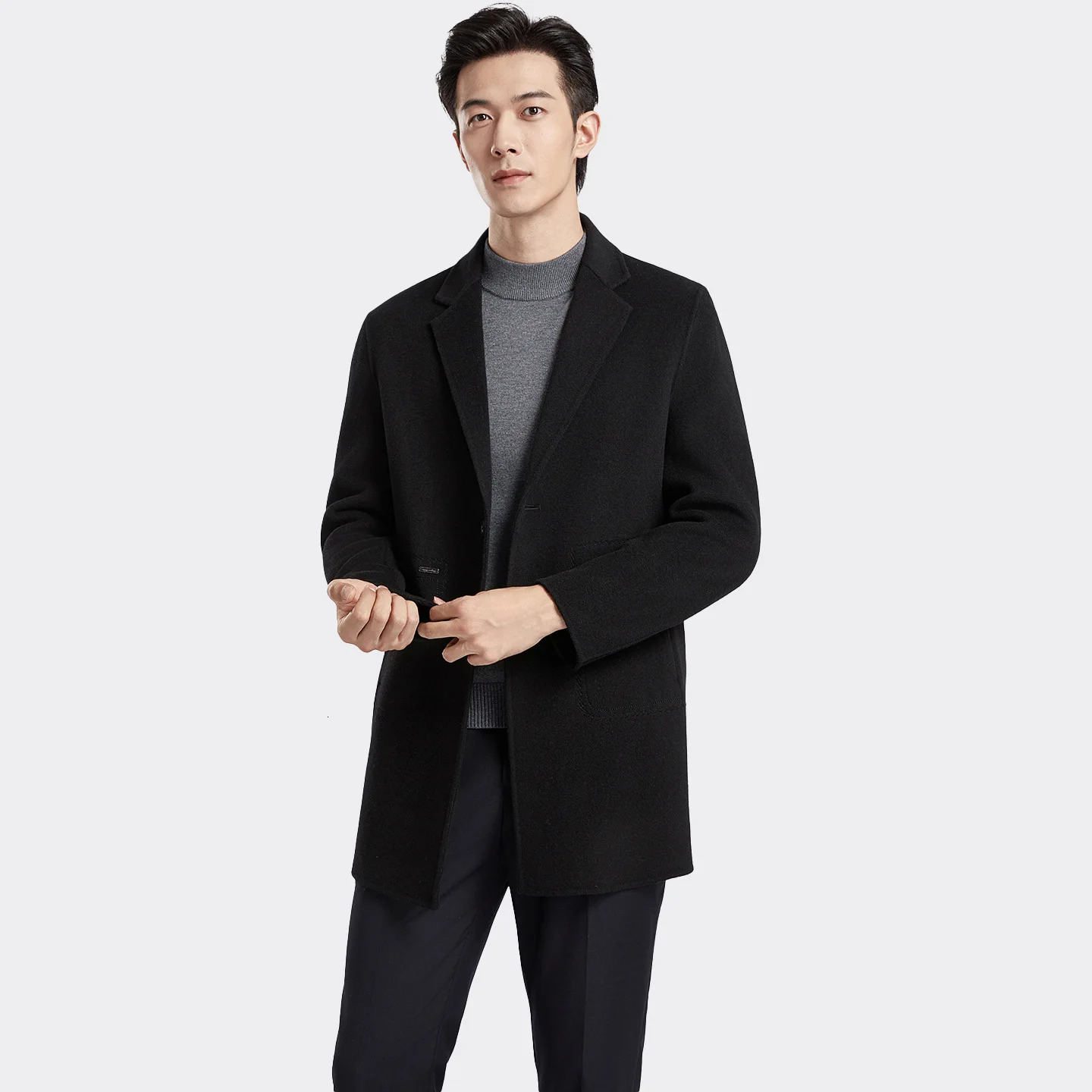 Mens 100 Wool Blend Overcoat BritishInspired MidLength Trench Coat for AllWeather Smart Casual Wear 251015