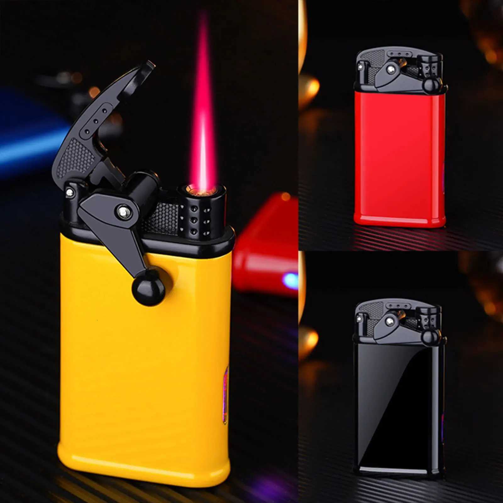 Torch Lighter Butane Metal Rocker Arm Ignition JetFlame Windproof Adjustable Lighters Men Present C251022
