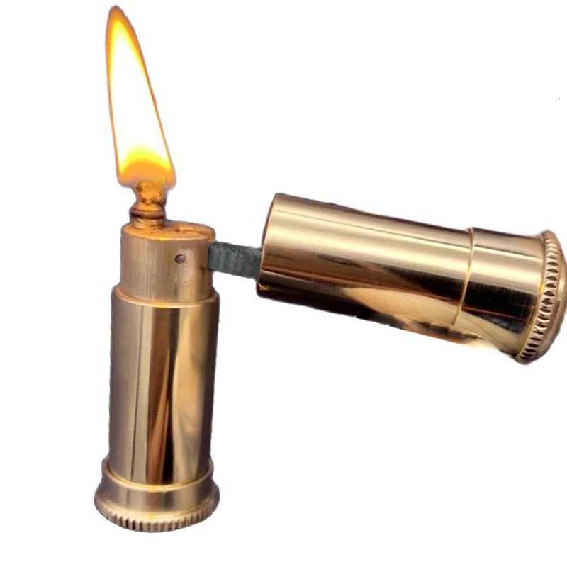 Vintage PullOut Brass Gasolin Lighter Retro Auto Ignition Nunchucks Handmade Antique Lighter C251022
