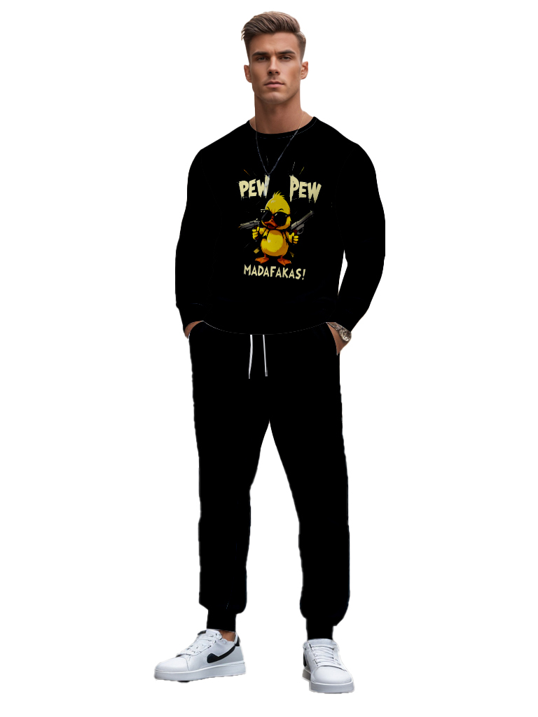 Men's Brown Knitted Cotton Blend Long Sleeve Round Neck Sweatshirt Ankle-Length Casual Comfortable Outdoor Wear T-Shirt - YLWY00180