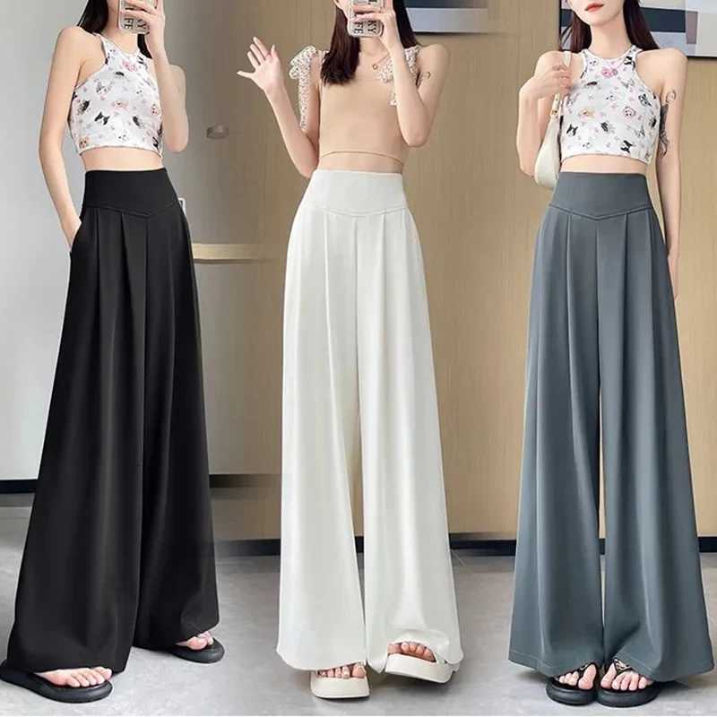 2025 Summer Women Korean Solid Daily Pants Female Concise High Waisted Suit Trousers Lady Fashion Basic Loose Slimming SlacksT251022