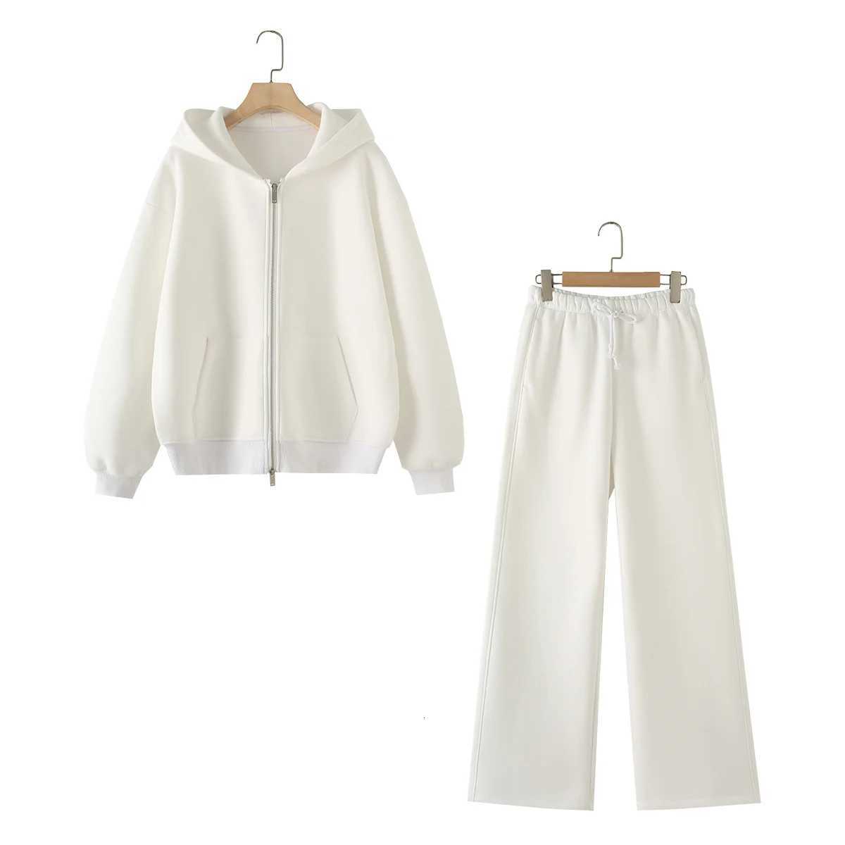 Cotton Zipper Cardigan Sets To Woman 2024 Tracksuit Suits Baggy Pants Sportswear Women Sweater 2 Piece Set Women OutfitsT251022