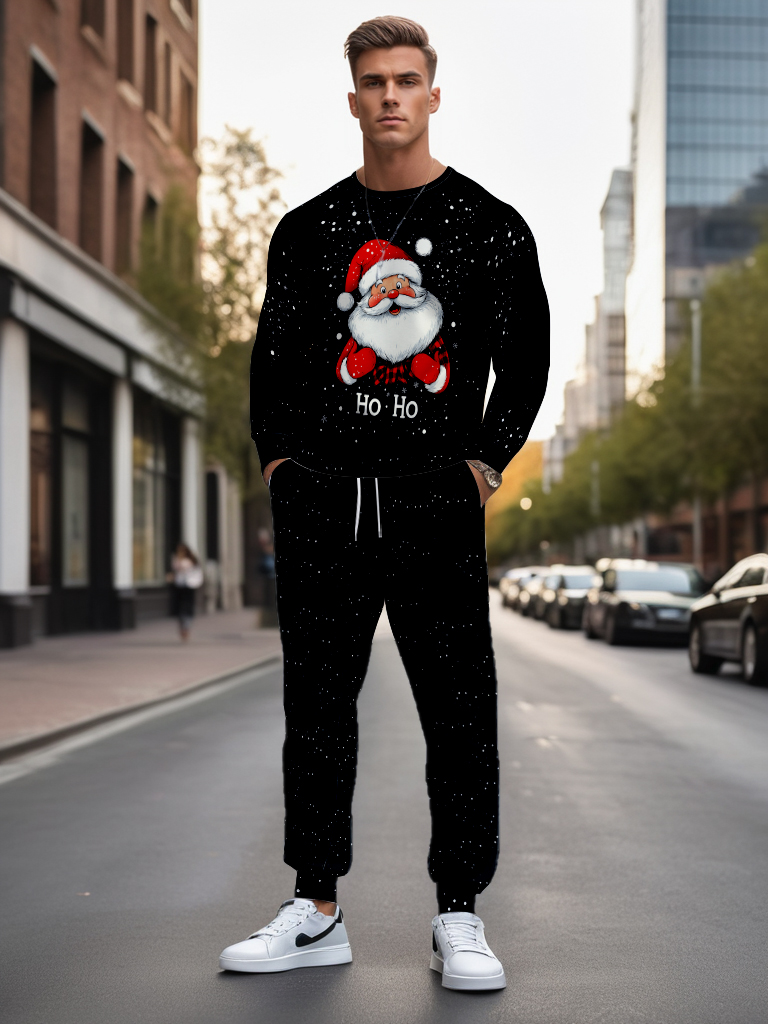 Men's Brown Knitted Cotton Blend Long Sleeve Round Neck Sweatshirt Ankle-Length Casual Outdoor Comfortable T-Shirt - YLWY00197