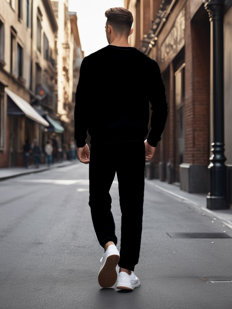 Men's Brown Knitted Cotton Blend Long Sleeve Round Neck Sweatshirt Ankle-Length Casual T-Shirt Comfortable Outdoor Wear - YLWY00161