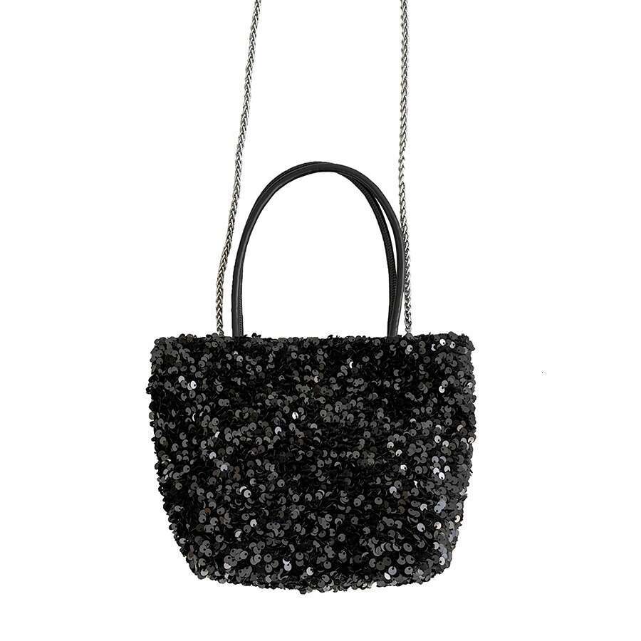 New Silver Sequin Niche Design Versatile Fashion Handbag Tote Stylish Chain Shoulder Crossbody Bag For Women B5