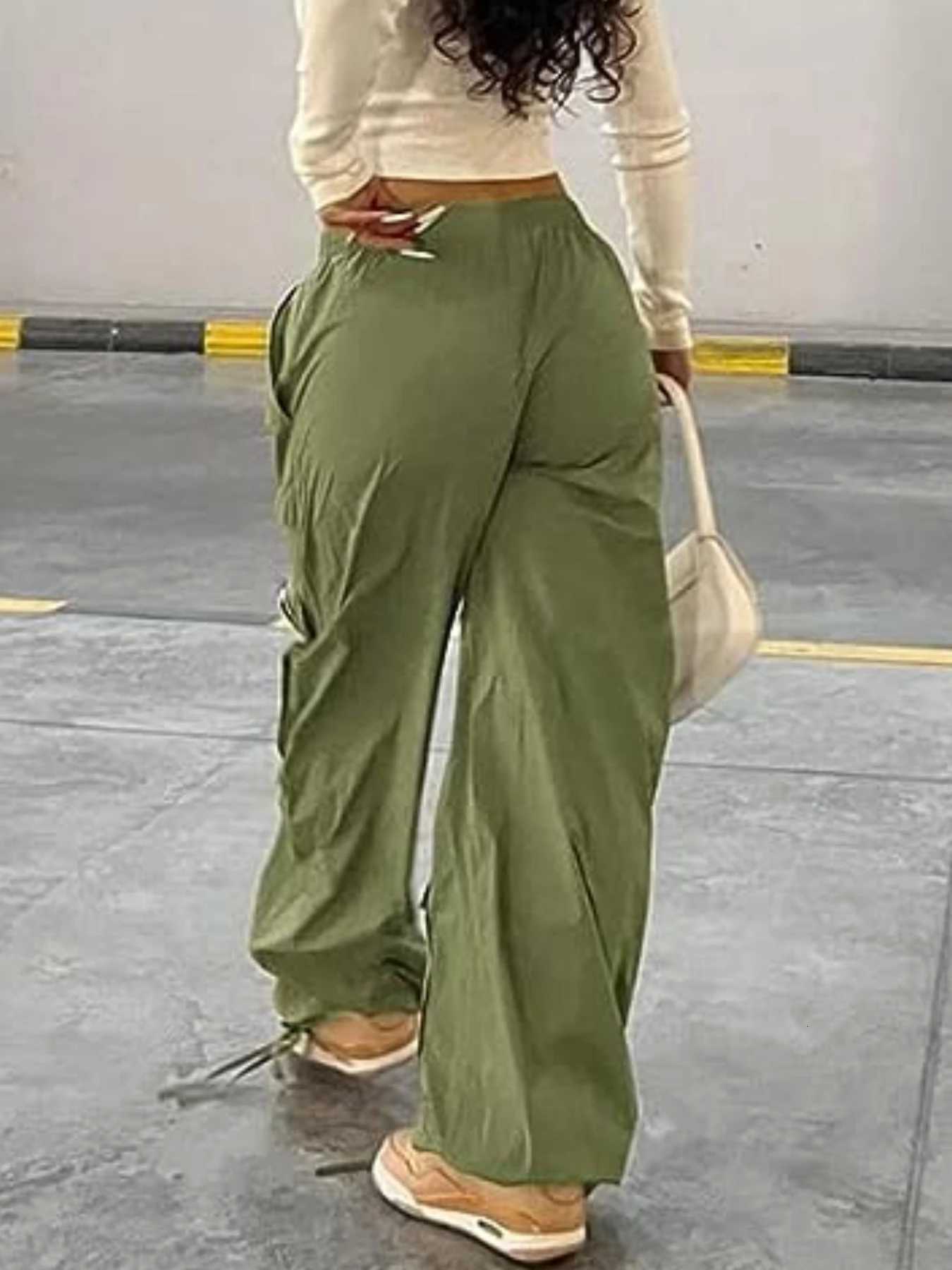Fashion Y2K Loose Multi Pocket Zipper Pocket Cargo Pants Casual Sports Loose Wide Leg Pants For Hiking Womens AthleisureT251022