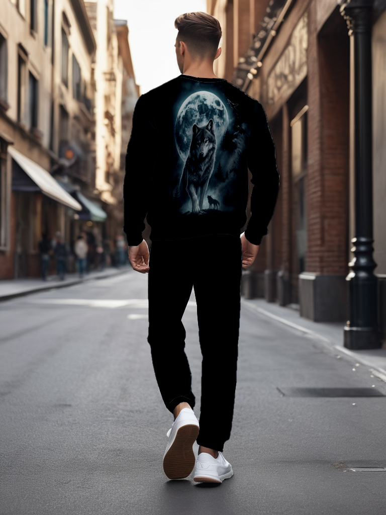 Men's Ankle-Length Knitted Cotton Blend Long Sleeve Sweatshirt Brown round Neck Casual T-Shirt Comfortable Outdoor Wear - YLWY00120