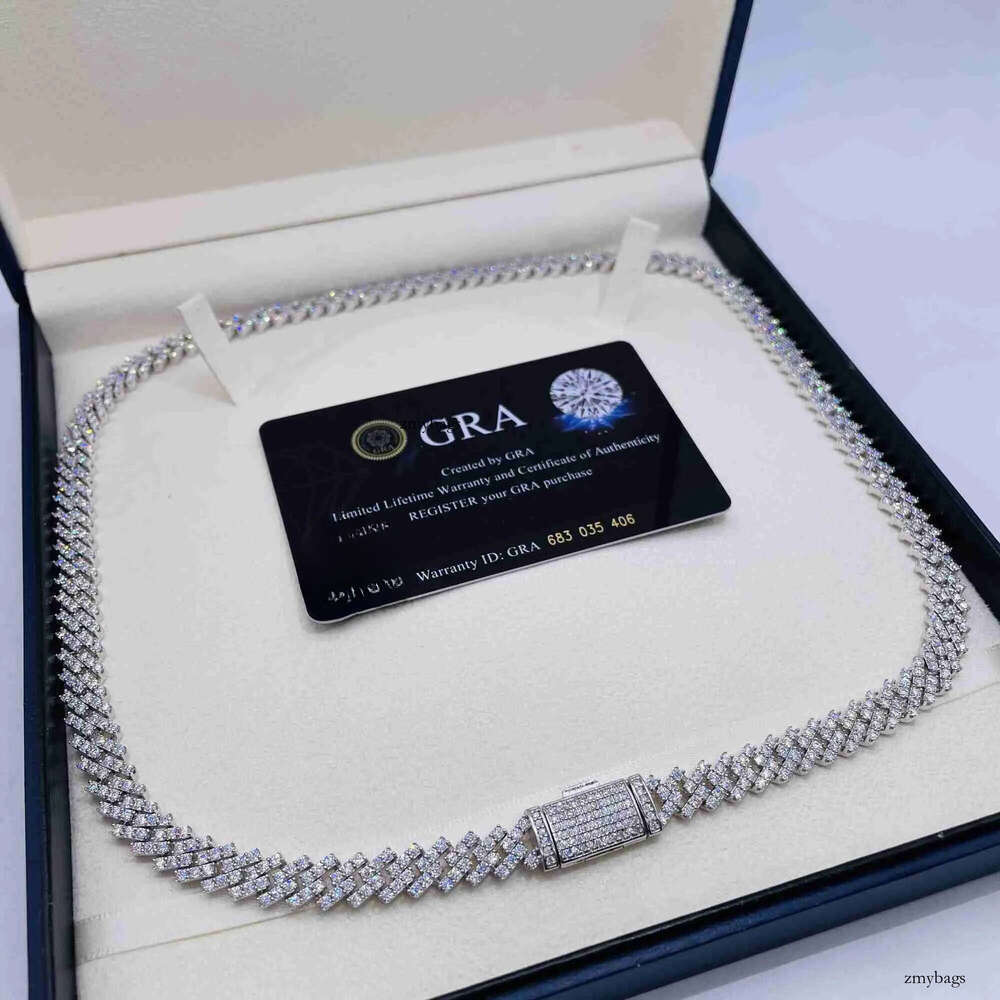 8mm moissanite hiphop chain Sterling Sier Fully VVS Moissanite Cuban Link Chain for women