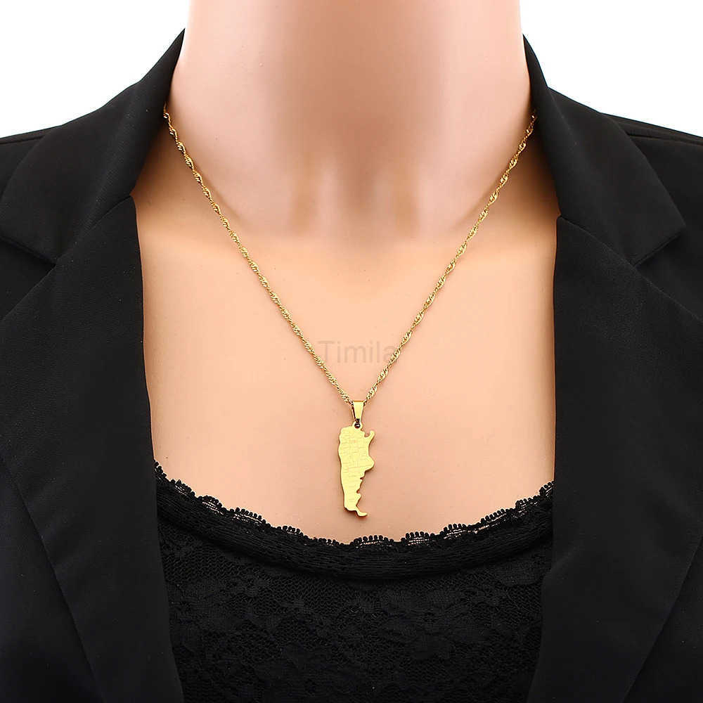 Fashion Argentina Map City Pendant Necklace Stainless Steel Men Women Gold Color Ethnic Maps Jewelry Gift U251022