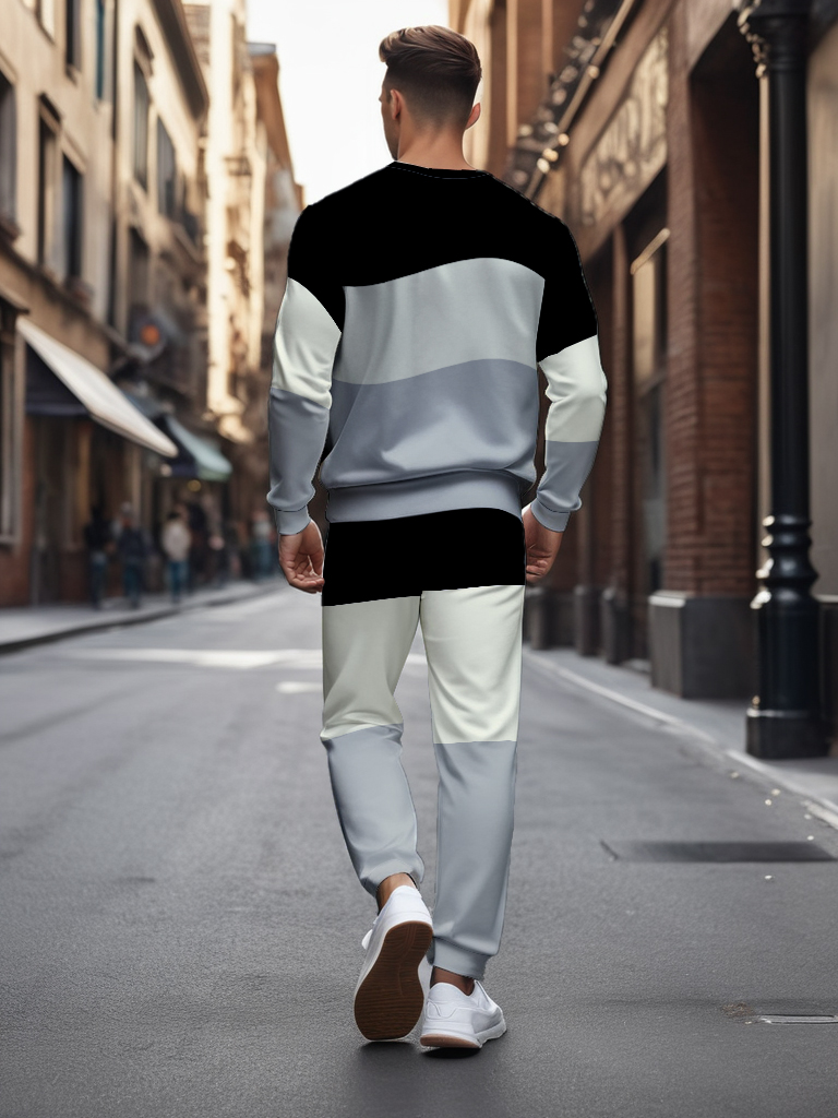 Men's Brown Knitted Cotton Blend Long Sleeve Round Neck Sweatshirt Ankle-Length Casual T-Shirt Comfortable Outdoor Wear - YLWY00157