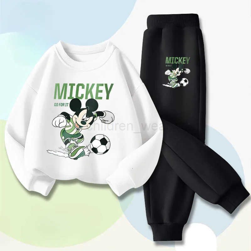 Disney 2025 Spring New Boys Sport Pullover Sets Mickey Printed Childrens Long Sleeved Clothing Sets Kids Casual Tracksuit H251022
