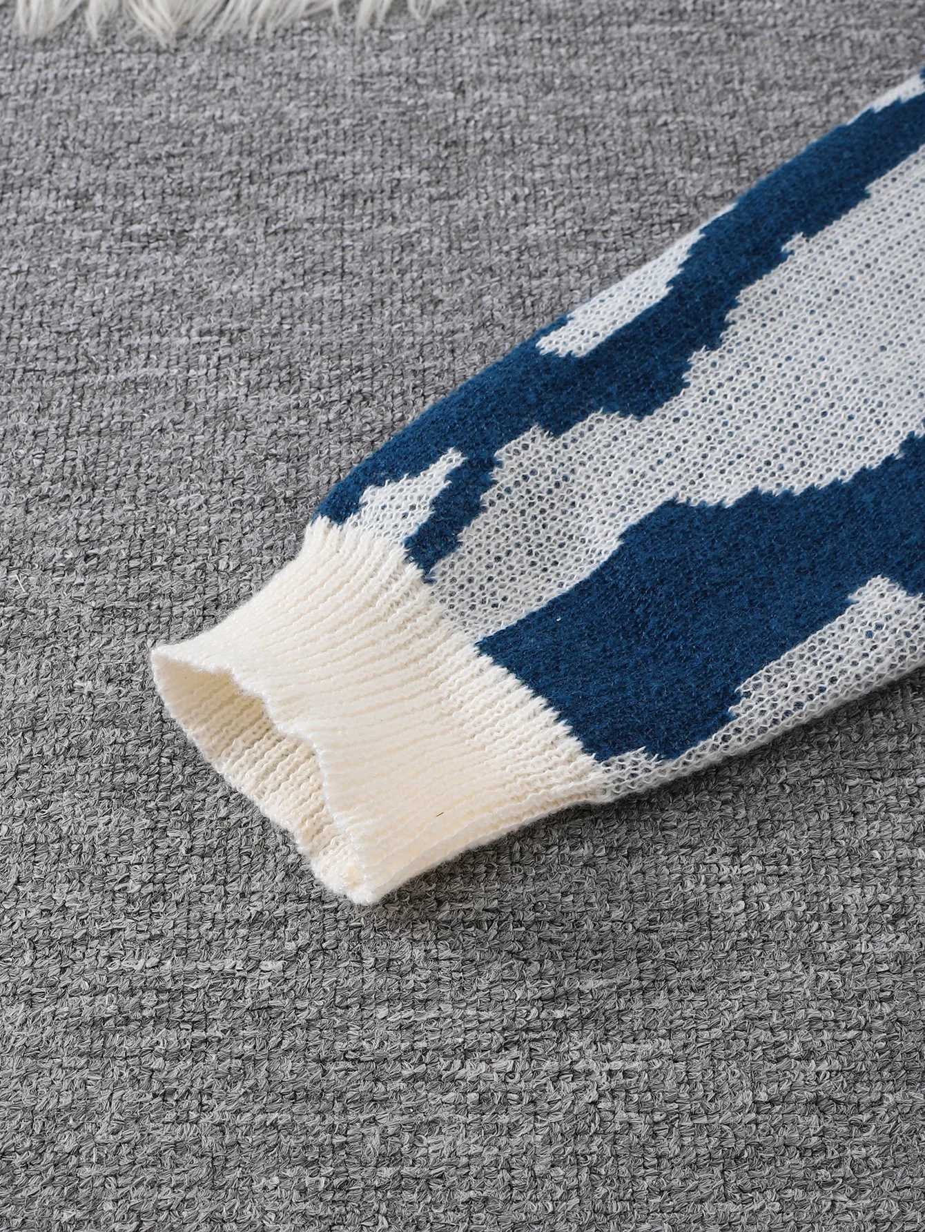 New Popular Autumn and Winter Wave Pattern Pullover Sweater Casual Round Neck Contrast Color Knitted Mens PulloverXJ251022