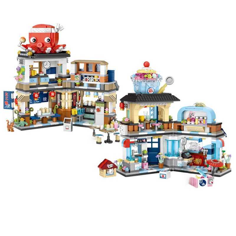 LOZ Street View folding series Takoyaki Shop Shaved Ice Shop Aquatic building models assembled childrens building blocks toys J251022