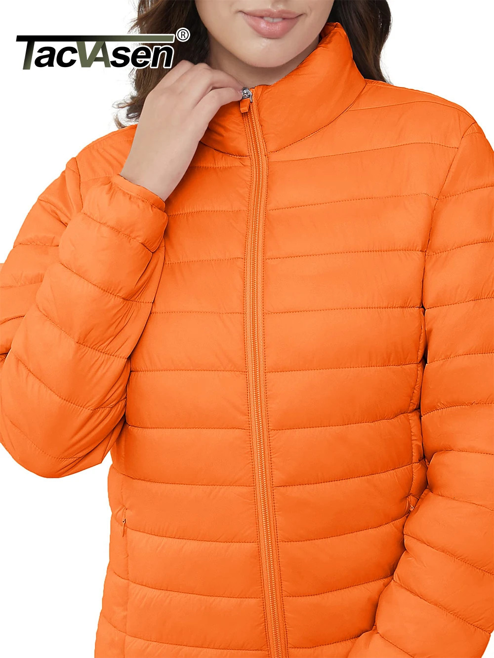 TACVASEN Full Zip Up Puffer Jacket Womens Winter Lightweight Quilted Down Warm Coats Casual Windbreaker Oversize Outwear Outdoor 251020