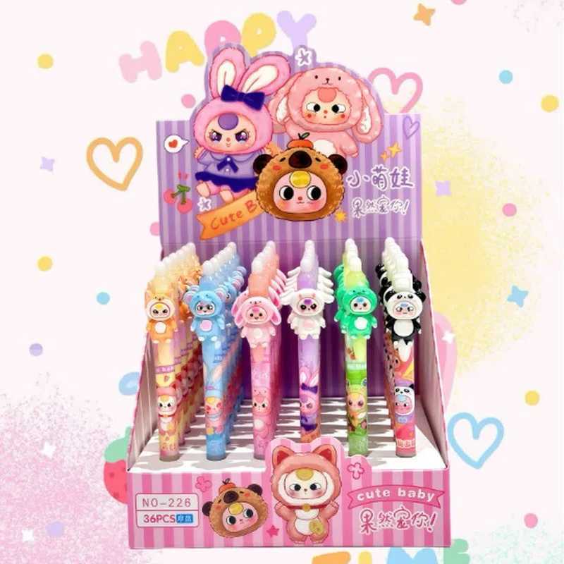 Cute Babay 36PCS Gel Pens 05mm Bue kawaii New Resin veneer Cartoon Office Student Pens Supplies Birthday Gifts J251022