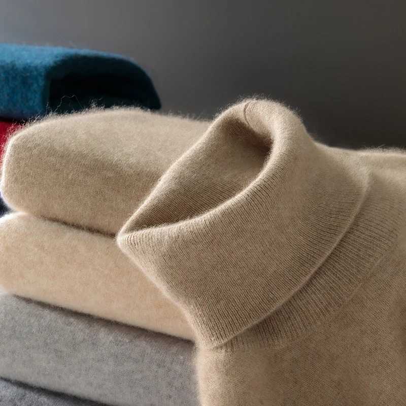 FallWinter 12Needle Flat Lapel 100 Pure Wool Mens Long Sleeve Pullover Knitted Bottoming Shirt InsideXJ251022