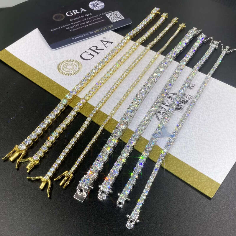 14K Gold Plated Moissanite 2mm 3mm 4mm 5mm Sterling Sier Women Fashion Tennis Bracelet Wholesale