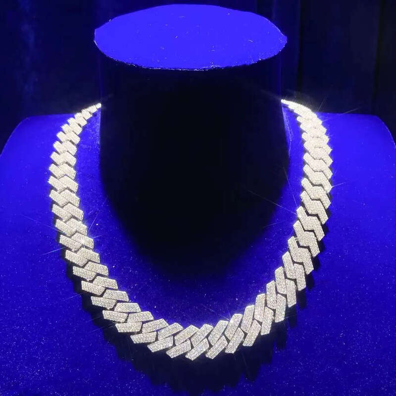 Men Iced Out Hip Hop Jewelry Factory Price 8mm 10mm 12mm Width Solid Sier Moissanite Cuban Link Chain Necklace