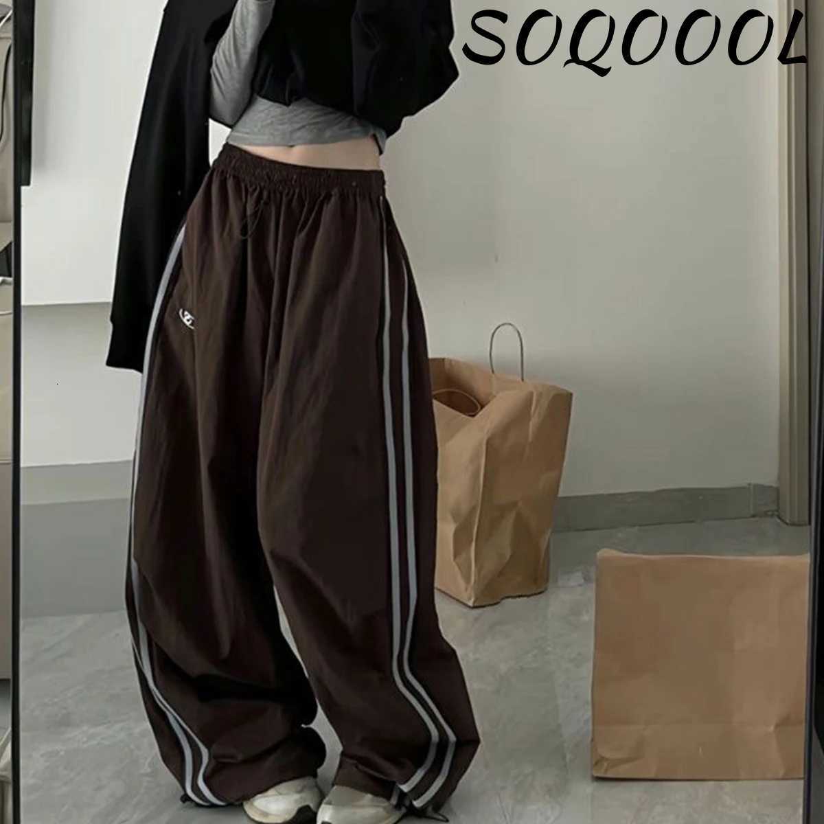 Y2K Women Cargo Pants Vintage Streetwear Baggy Wide Leg Sweatpants Casual Drawstring Oversize Pockets Tech Fashion TrousersT251022