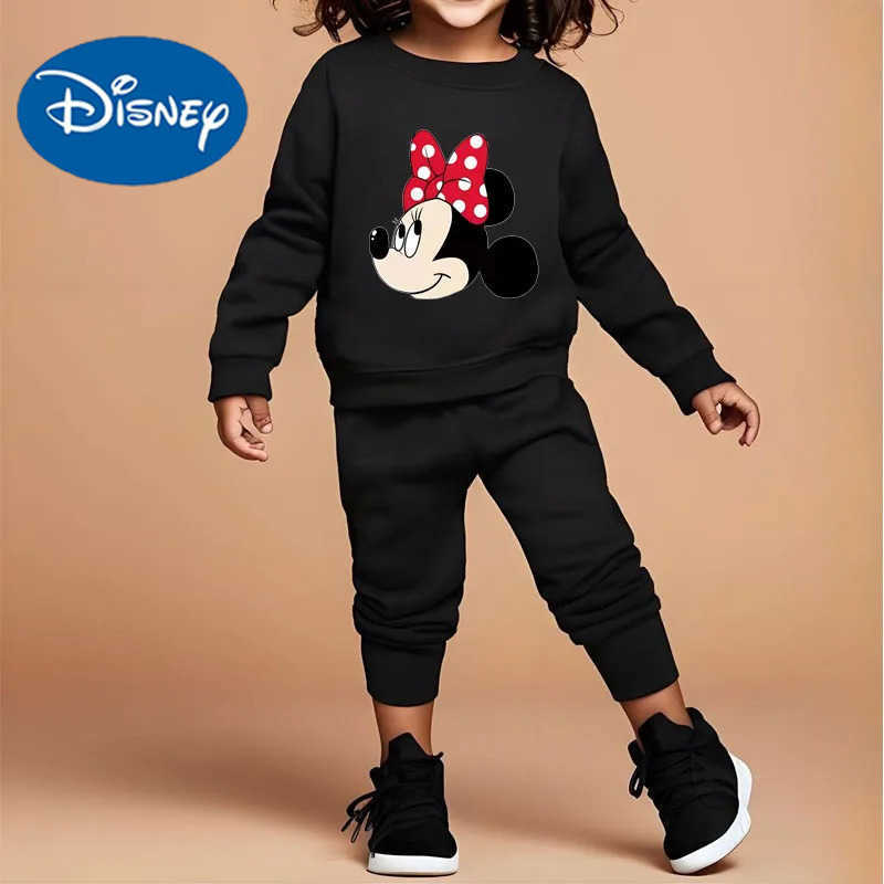 Disney Baby Girls Long Sleeve Pullover and Trousers Two Piece Sets Fall Childrens Hoodies Set Kids Casual Sweatsuits New H251022