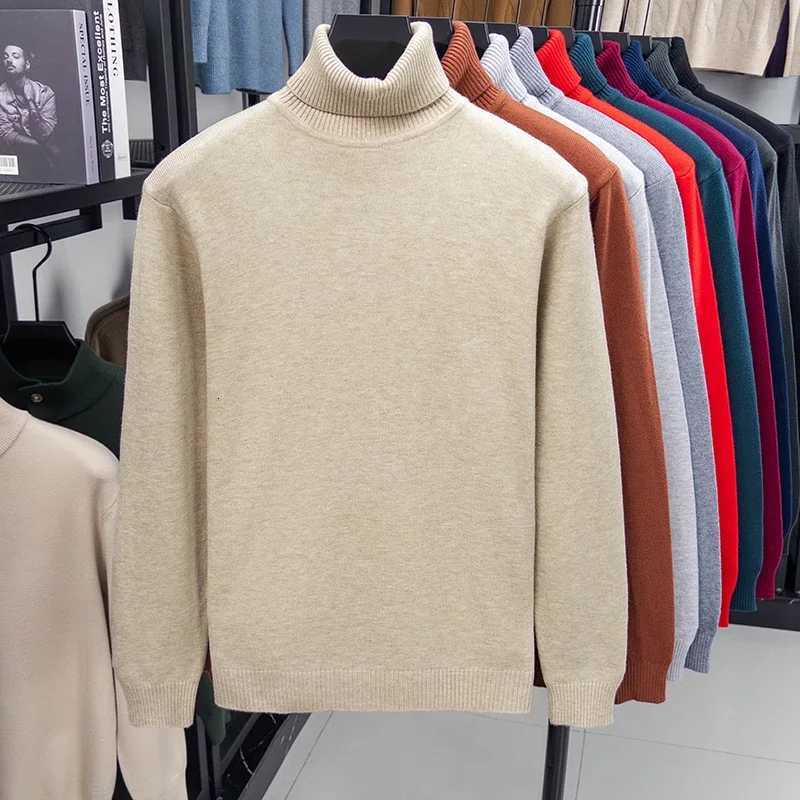 Autumn Mens High Quality Knitted Turtleneck Sweater Slim Fit Long Sleeve Antipilling Pullover Solid Color Trend Men StreetweaXJ251022