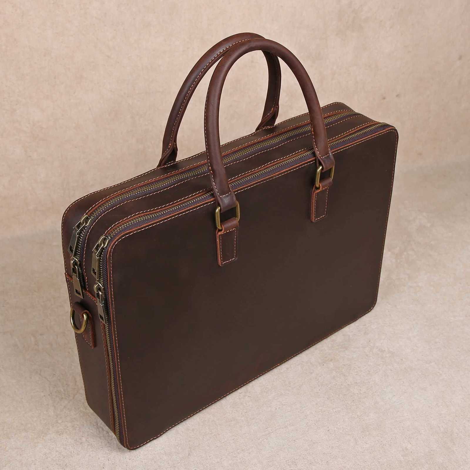Original Business Casual Genuine Leather Briefcase HandHeld Bag Top Layer Cowhide Computer Bag SingleShoulder Bag W251022