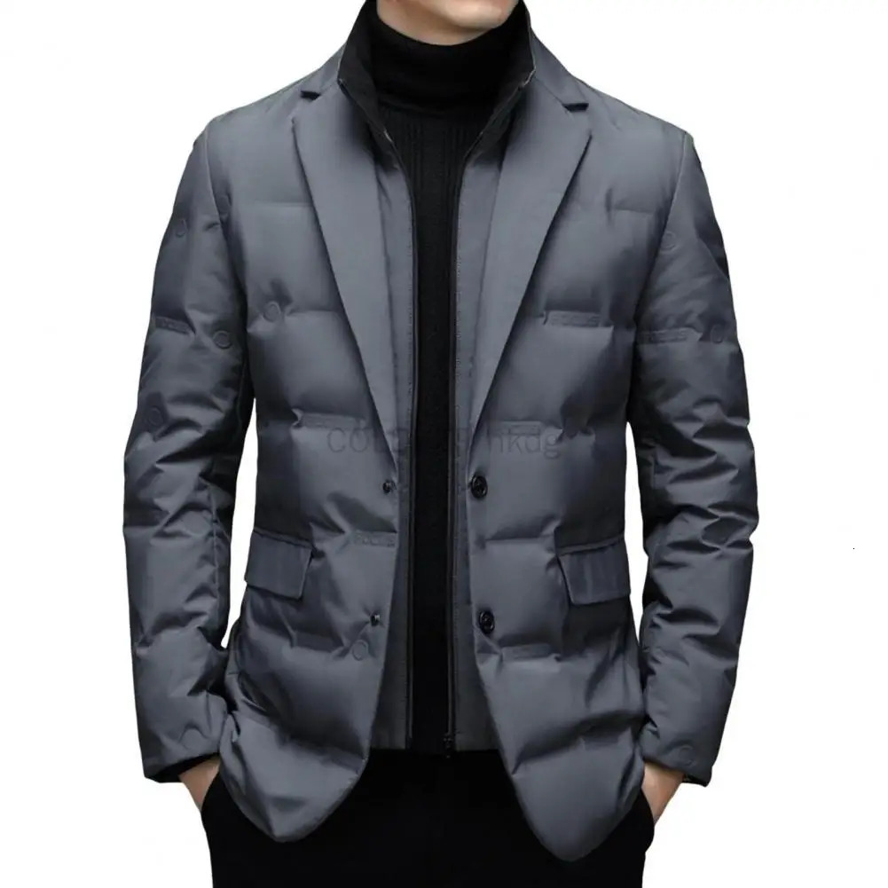 Down Jacket Mens Business Casual Suit White Duck Down Coats with Removable Inner Mens Winter Jacket 251020