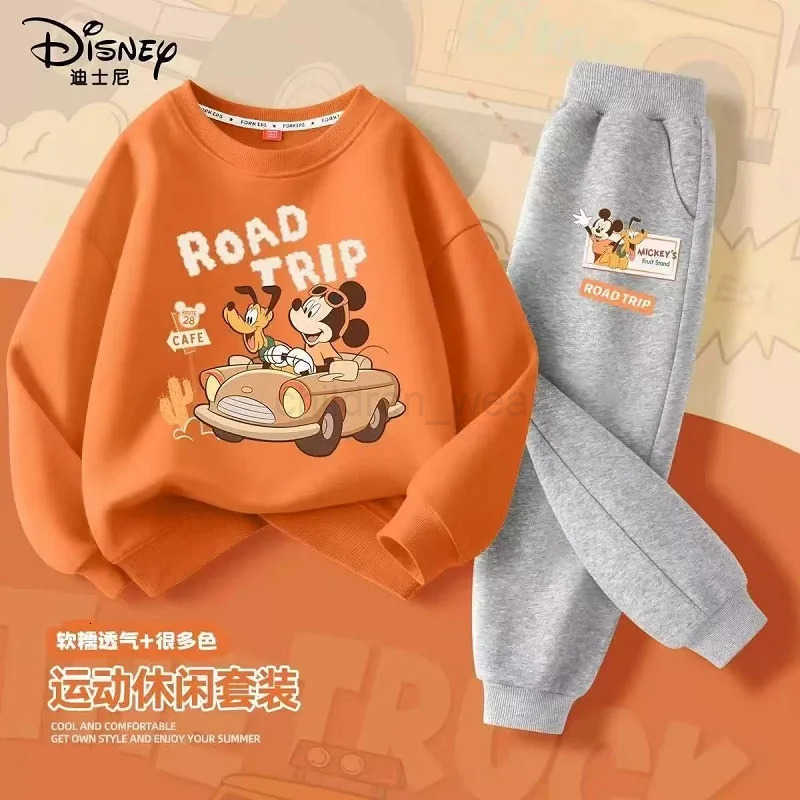 Disney Autumn Baby Girl Boy Clothes Set Children Mickey Printing Sweatshirt Top and Pants Bottom 2 Pcs Suit Cotton Tracksuit H2510221