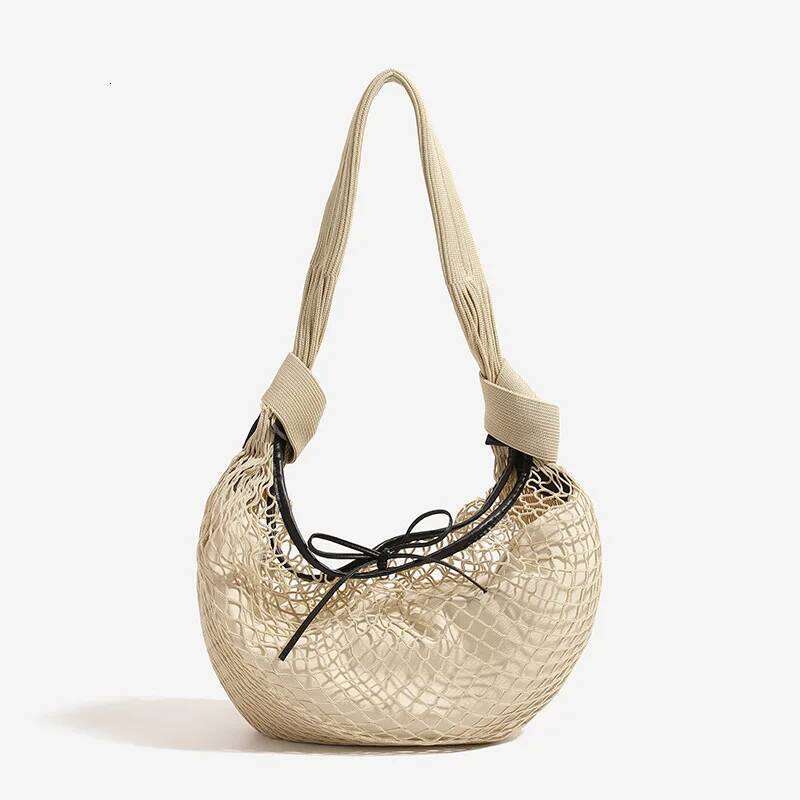 Spring/Summer Vacation Style Women Hollow Mesh Underarm Bag Fishing Net Knot Design Unisex Trendy Shoulder Crossbody Purse Mdng251022