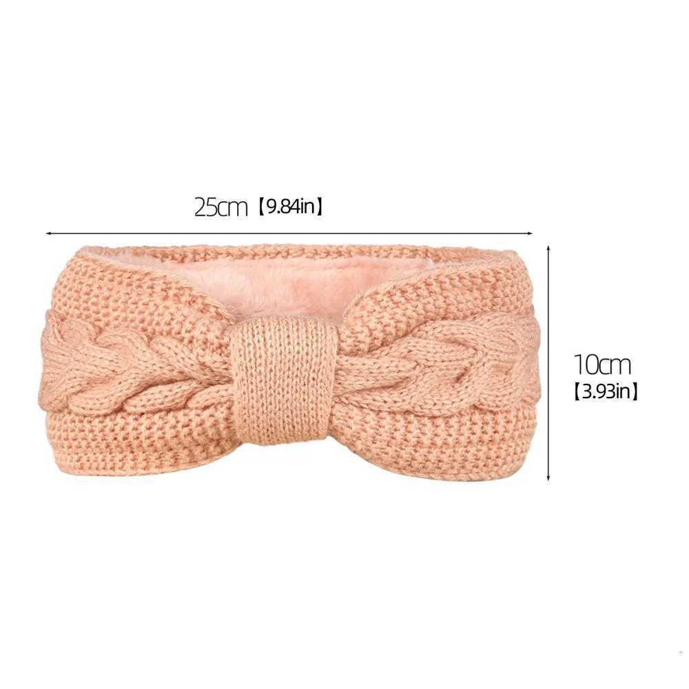 Autumn Winter Plush Wool Knitting Cross Knot Headband For Women Elastic Sports Hair Bands Ear Warmers Female Head Cover Turban V251022