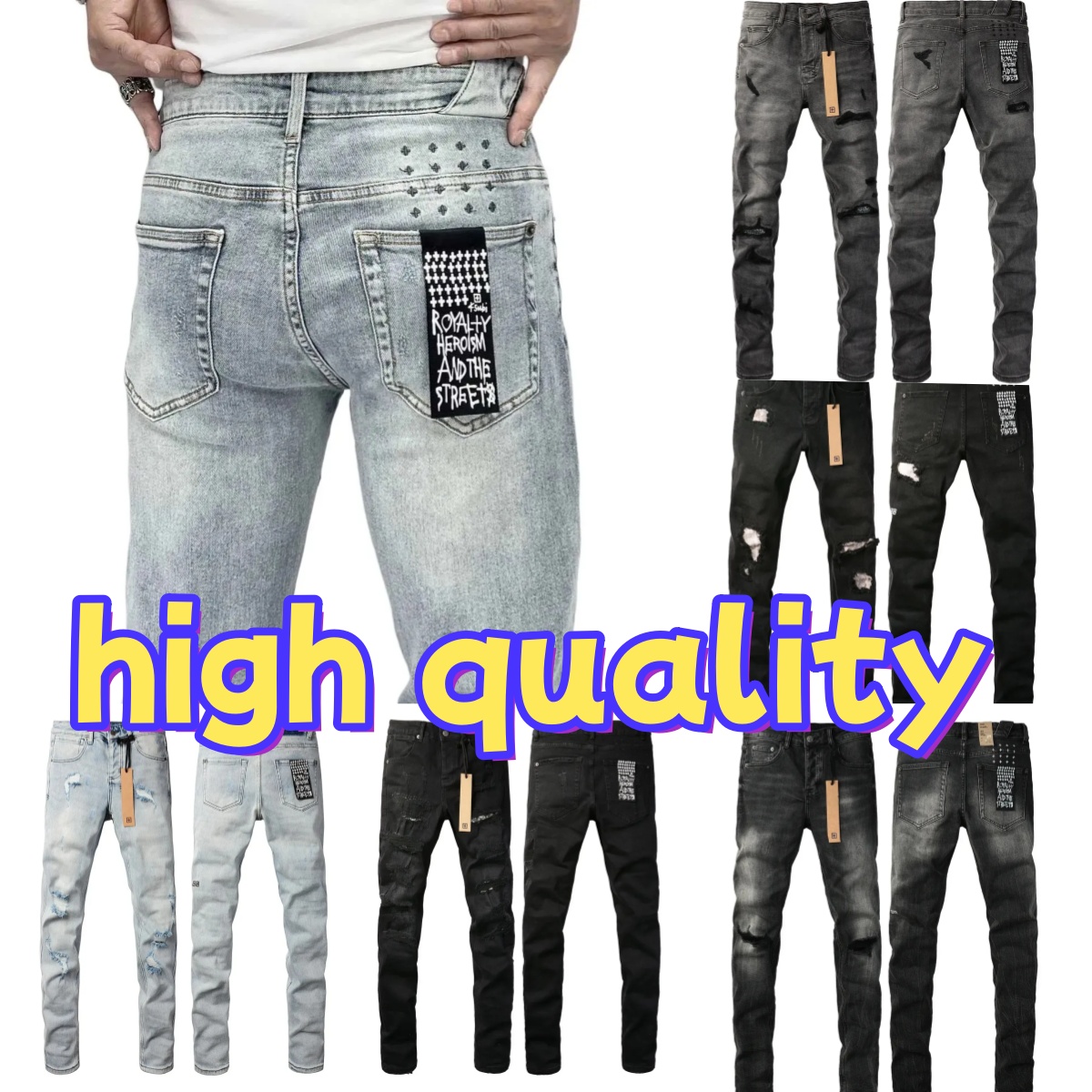 designer jeans ksubi jeans for mens Fashion wash tvintage ripped straight leg mens jeans personality street jeans High Quality Straight Retro Ripped ksubi Jean 28-40
