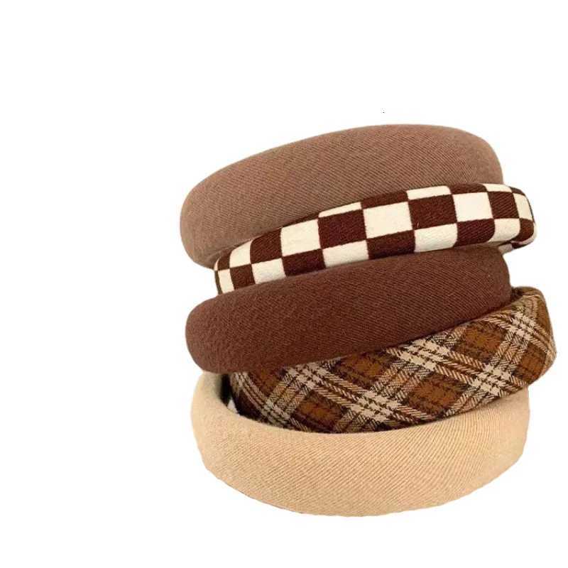 Fashion Print Lattice Sponge Vintage Elastic Hair Band Hair Hoop Headband Womens Girl Wide Side Hairband Female Hair Accessories V251022