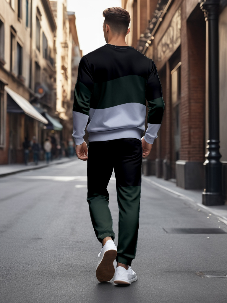 Men's Brown Knitted Cotton Blend Long Sleeve Round Neck Sweatshirt Ankle-Length Casual T-Shirt Comfortable Outdoor Wear - YLWY00154