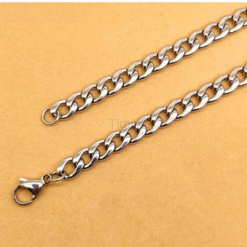 YQ 316L Stainless Steel Cuban Link Chain Flat Necklace For Men Women Jewelry Accessories U251022