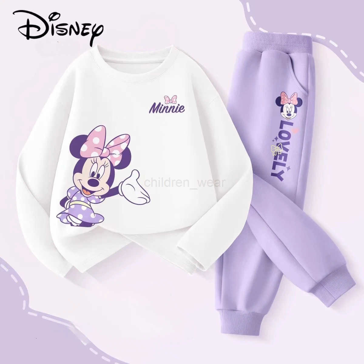 Disney Autumn Baby Girls Clothes Set Kid Printed Sweatshirts Pullover Top And Pant 2 Pieces Suit Children Long Sleeve Tracksuits H251022