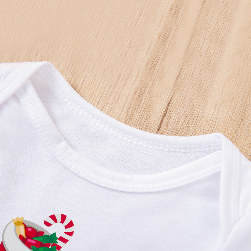 Winter Christmas Baby Girl Romper Dress Set Large Snowflake Print Long Sleeve Infant Onesies 4-Piece Set for Wholesale