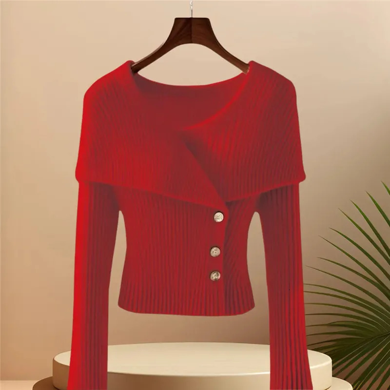 Autumn Winter Elegant Femme Solid Color Knitted Pullover Sweater Temperament Fashion Women Slim Jumper Sweaters Tops B759 251020