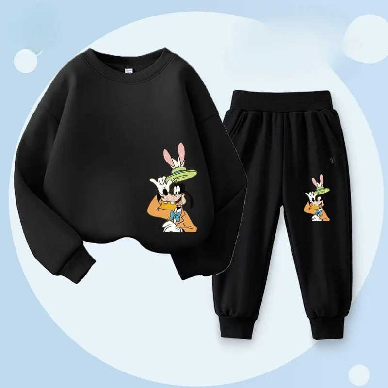 Disney Autumn Baby Girl Boy Clothes Set Children Goofy Printing Sweatshirt Top and Pants Bottom 2Pcs Suit Kid Cotton Tracksuit H251022